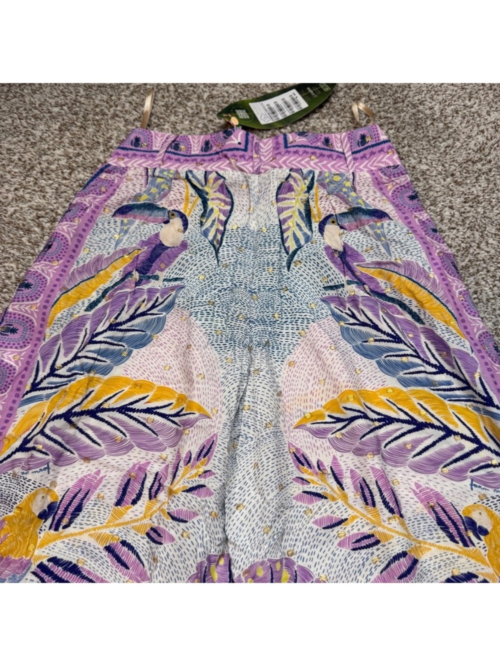 Farm Rio XL Purple tropical toucan wide leg palazzo pants - Picture 5 of 11